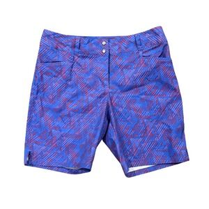 Adidas Golf Shorts Womens 4‎ Blue Pink Geometric Print Performance Athletic New